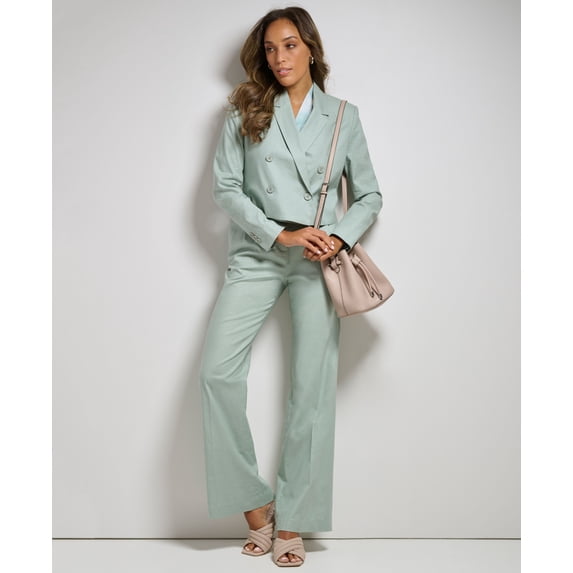 Women's Linen-Blend Cropped Blazer Jadeite 6