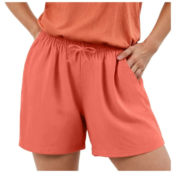 Women's Linen Blend Drawstring Shorts High Waisted 4" Inseam Summer Shorts