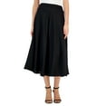 thumbnail image 1 of Women's Linen Blend Pocket Midi Skirt Deep Black 14, 1 of 1
