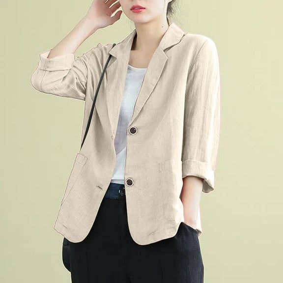 Women's Linen Blouse Casual Long Sleeve Jacket Fashion plus Duster Winter Coat Women Womens Double Wool Coat Light Trench Coat Women Large Winter Coats for Women Hooded Long Vest Hi Low Dress Jacket
