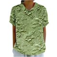 thumbnail image 1 of Women's Linen Blouses Peter Pan Collar Vintage Floral Puff Short Sleeve Shirts Summer Trendy Dressy Casual Tops (L, Multicolor 1), 1 of 5