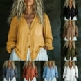 thumbnail image 1 of Women's Linen Button Up Cardigan Shirt Top V-Neck Long Sleeve Solid Color Casual Daily Wear Business Casual Vacation Fashion Essential Gift for Women | CSEONE,Brown XL, 1 of 9