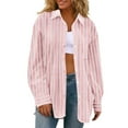 thumbnail image 1 of Women's Linen Button Down Shirts with Chest Pocket Loose Long Sleeve Collared Business Casual Blouses Tops (XL, Pink), 1 of 7