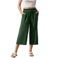 thumbnail image 1 of Women's Linen Capri Pants Wide Leg with Drawstring Elastic Waist Casual Pant Straight Leg Casual Trousers, 1 of 9