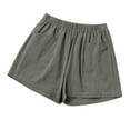 thumbnail image 1 of Women's Linen Cotton High Waisted Shorts Stretch Elastic Waist Solid Color Summer Wide Leg Casual Shorts for Women Trendy 2024, 1 of 5