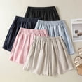 thumbnail image 1 of Women's Linen Cotton Pants Elastic Waist Shorts with Pockets, Lightweight Casual Summer Shorts, Lounge Beach | VerBelle,Pink M, 1 of 7