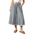 thumbnail image 1 of Women's Linen Culottes Wide Leg Flowy Pants Palazzo Casual Drawstring Loose Lace Capris with Pockets, 1 of 10