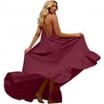 thumbnail image 1 of Women's Linen Elegant Halter Neck Maxi Dress Sleeveless Backless Ruffle Hem Flowy A-Line Sundress Solid Chic Summer Beach Vacation Wedding Guest Formal Party Long Dress, 1 of 7