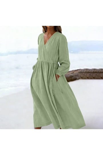 winter wrap dress long sleeve Burgundy Wool Winter Dress for Women, Fall Midi Dress with Pockets, Classic Wool Dress, Wool Clothing, Winter Warm Formal Dress, XL / Dark Green with