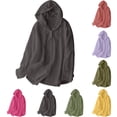 thumbnail image 1 of Women's Linen Hoodies Summer Sun Protection Button Long Sleeve Comfotable Soft Long Sleeve Plain Sunscreen Loose Casual Jackets S-2XL, 1 of 4