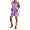 thumbnail image 1 of Women's Linen Jumpsuit Shorts with Pockets 2026 Suspenders Casual Summer Beach Romper Shorts,Purples,L, 1 of 7