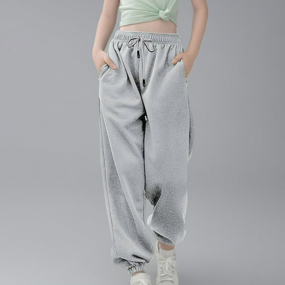 Women's Linen Lantern Pants Casual Cropped Wide Leg Trousers Elastic Waist with Pockets