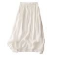thumbnail image 1 of Women's Linen Long Skirt Summer Elasticized High Waist Bohemian Long Skirt Vintage Elasticized High Waist Pleated A-Line Flared Halter Skirt Ndbuld ,White,2XL, 1 of 7