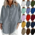 thumbnail image 1 of Women's Linen Long Sleeve Blouse Casual Loose Fit Daily Comfort Shirt, 1 of 7