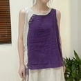 thumbnail image 1 of Women's Linen Loose Asymmetrical Tank Top With Button Detail Sleeveless Stitching Design Casual Summer Top Womens Tops plus Size Womens 3xl Shirts plus Active Cute Tops plus plus Size Top Long plus, 1 of 2