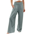 thumbnail image 1 of Women's Linen Loose Wide Leg Pants High Waist Straight Pants Casual Pants Plus Size Wide leg Pants for Women, 1 of 5