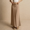 thumbnail image 1 of Women’s Linen Maxi Skirt with Elastic Drawstring Waist Flowy A-Line Long Skirt for Spring & Summer Casual Outfits Earthy Yellow M, 1 of 6