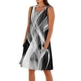 thumbnail image 1 of Women's Linen Mini Dress with Pockets, Floral Print O-neck Sleeveless T-Shirts Dress, Bohemian Loose Tank Dresses, 1 of 5
