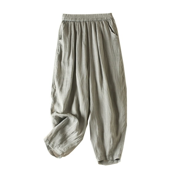 Women's Linen Palazzo Pants 2025 Summer Boho Wide Leg High Waist Casual Lounge Pant Beach Travel Vacation Outfits