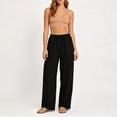 thumbnail image 1 of Women's Linen Pants Yoga Pants Cotton And Linen Solid Patchwork Pants Drawstring Elastic Waist Womens Trousers Long Straight Pants, 1 of 9