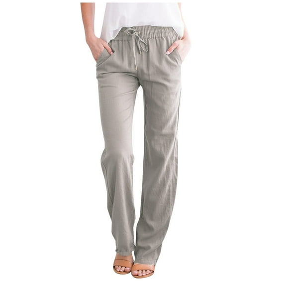 Women's Linen Pants with Drawstring Waist - Boho Chic Wide Leg Lounge Pants, Summer | Comfortable & Stylish