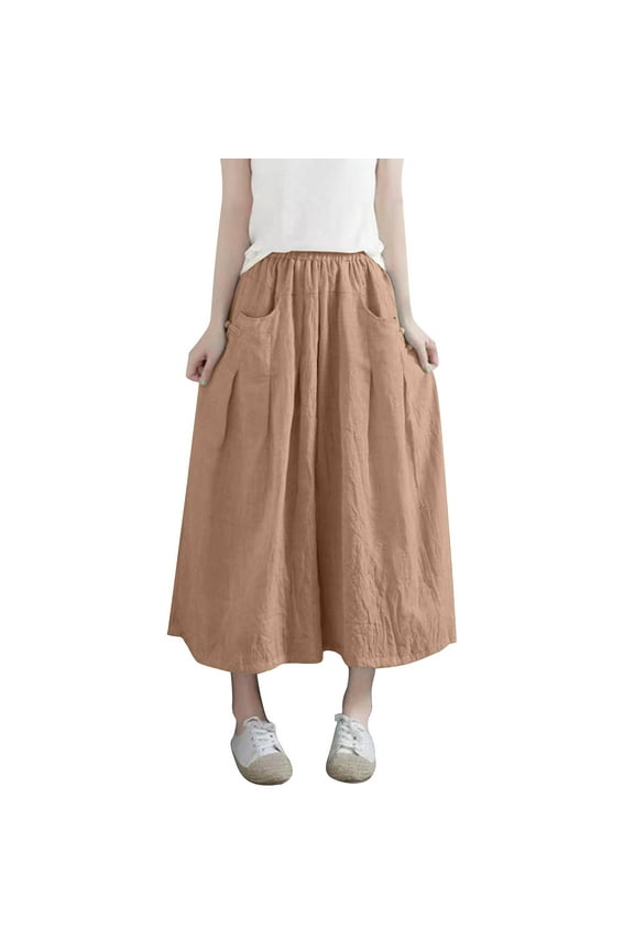 Women's Linen Pleated Wide Leg Pants Baggy Capris Culotte Dressy Casual Palazzo Pants Flowy Loose Beach Trousers Skirts