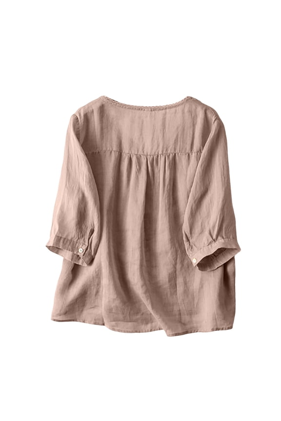 Women's Linen Round Boxy Top Patchwork Blouses Layering Tee Long Sleeve Women Swim Tee Loose T Shirts for Women Spandex Long Sleeve Shirt Women Elbow Tops for Women Women Shirts Short Sleeve Casual T