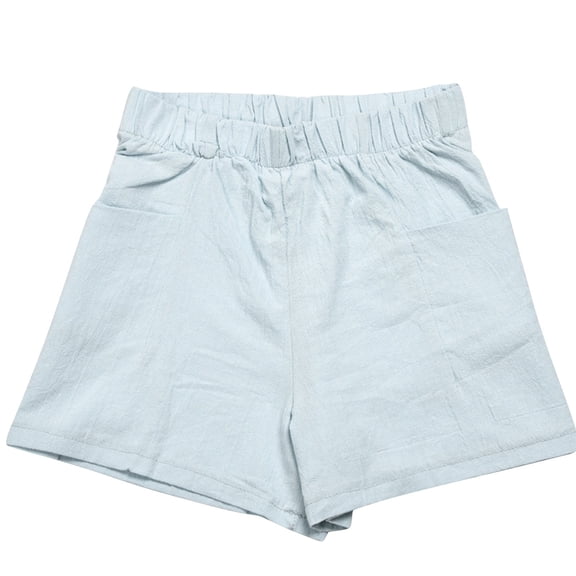 Women's Linen Short Women's Solid Cotton Wrinkled Thin Wide Leg High Waist Loose Casual Shorts Mint Green S