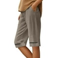 thumbnail image 1 of Women's Linen Shorts Casual Knee Length Summer Beach Pants Lightweight Comfortable Loose Fit With Pockets Breathable Stylish Outfits, 1 of 2