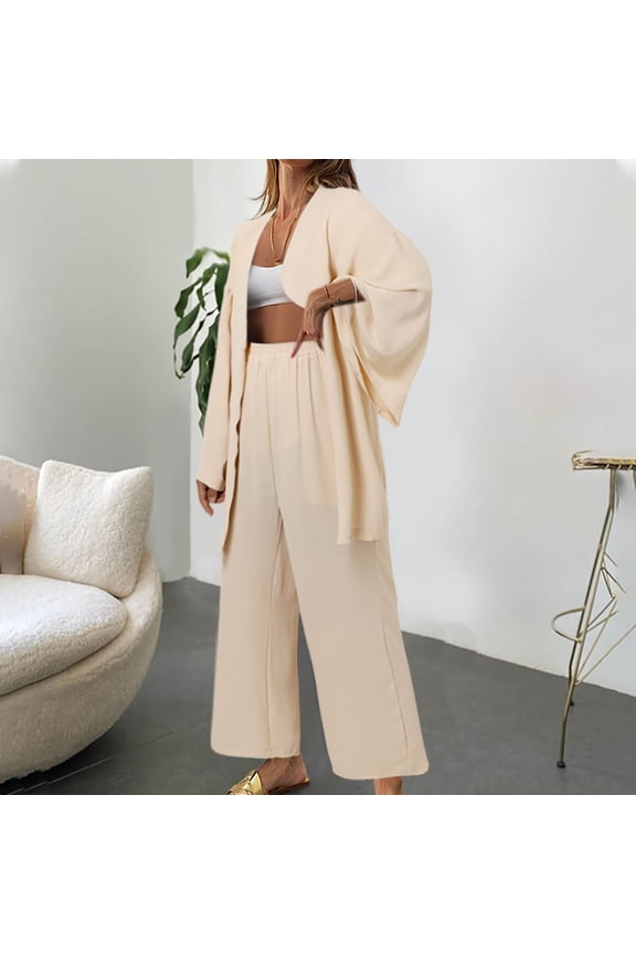 Women's Linen Suit Cardigan Long Sleeve Top Pocket Wide Leg Pants Suit Rompers with Train for Women And Suit for Women Striped Trouser Pants for Women Ladies Tuxedo Suit Fancy Suits for Women Baggy