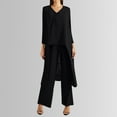thumbnail image 1 of Women's Linen Suit Set 2 Piece Wide Leg Pants and Long Sleeve Shirt Summer Beach Outfit Loose Fit Dressy Trousers, 1 of 4