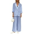 thumbnail image 1 of Women's Linen Suit Set Casual Comfortable Loose Fit Trousers Outfit for Daily Wear Spring Summer Fall Winter, 1 of 2