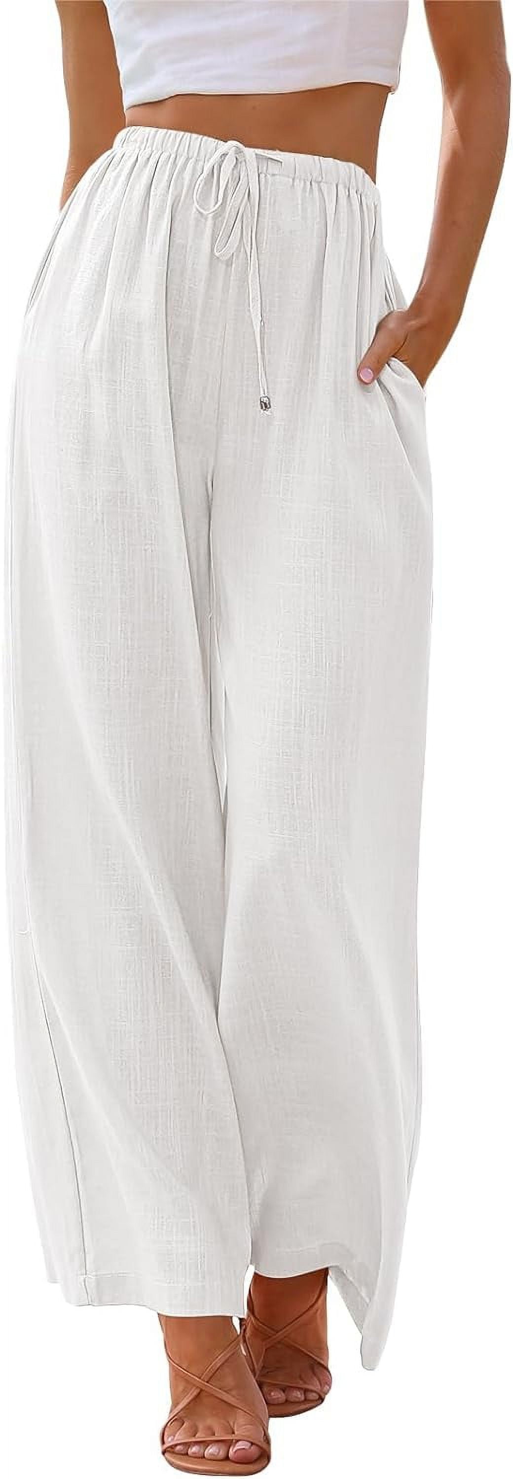 Pantalones Palazzo Para Mujer Verano - Cintura Alta, Elásticos, Anchos, Con Bolsillos, 97% Poliéster 3% Elastano