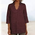 thumbnail image 1 of Women's Linen Summer Shirt 3/4 Sleeve Lightweight Flowy Blouse Summer Casual U Neck Beach Cotton Tops, 1 of 6