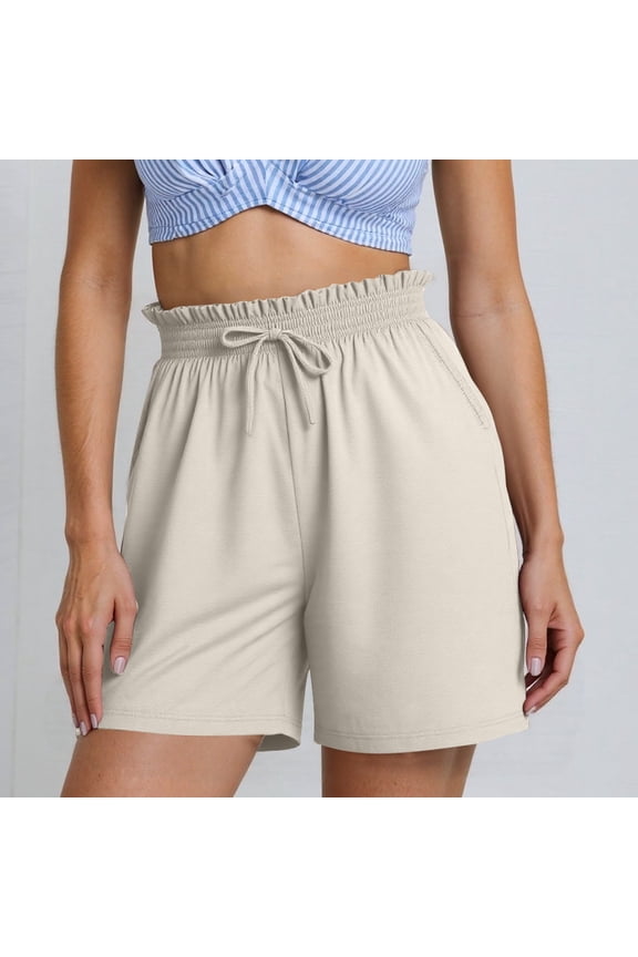 Women's Linen Summer Shorts Casual Large Wide Leg Midi High Waist Drawstring Shorts With Pockets Short Sleeve Tunic Tops for Leggings for Women Maternity Shorts for Women Short Haircuts for Older