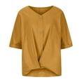 thumbnail image 1 of Women's Linen T Shirt V Neck Button Down Casual Loose Fit Comfortable Breathable Summer Top Blouse, 1 of 2