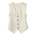 thumbnail image 1 of Women's Linen Tank Top Sleeveless Blouse Summer Casual Elegant Slim Fit V Neck Vest for Business and Leisure, 1 of 2