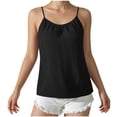 thumbnail image 1 of Women’s Linen Tank Tops, Camisoles with Spaghetti Straps , Female Casual Solid Color Ruched Sleeveless Tee Shirts, 1 of 9