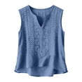 thumbnail image 1 of Women's Linen Tank Tops Pleated Cotton Linen V Neck Sleeveless Fashion Casual Vest Top V Neck Tops for Women, 1 of 6