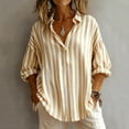 thumbnail image 1 of Women's Linen V-Neck Button Down Pullover Shirt with Long Sleeve for Spring Summer Style, 1 of 6