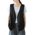 thumbnail image 1 of Women's Linen Vest Casual Sleeveless Cardigans Jacket Loose And Thin Casual Vest Top Corduroy Vest for Women People Vest All Weather Vest Amour Vest Extra Long down Vest Ladies Coat Flannel Vest, 1 of 4