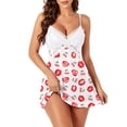 thumbnail image 1 of Qylux Women's Lingerie Sexy Lace Babydoll – Sheer Nightgown Sleepwear White Lip S, 1 of 9