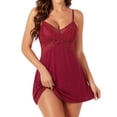 thumbnail image 1 of Qylux Women's Lingerie Sexy Lace Babydoll – Sheer Nightgown Sleepwear, 1 of 7