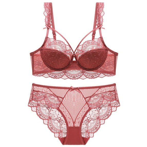 Women's Lingerie Women's French Sexy Gathering Large Size Bra Set Ultra-thin Big Breasts Shows Small Collection Sexy Woman Lingerie Lace Mesh Lingerie Sexy Sets