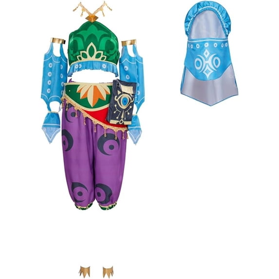 Women's Link Botw Desert Warrior Exotic Top & Pants Outfit with Veil Accessories