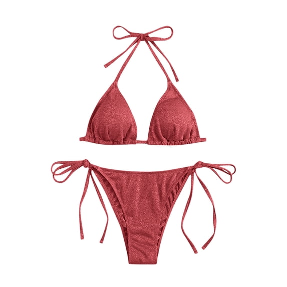 Women's Linked Ribbed Bikini Set High Waisted Underwire Ruched Push Up Two Piece Bathing Suit Scalloped