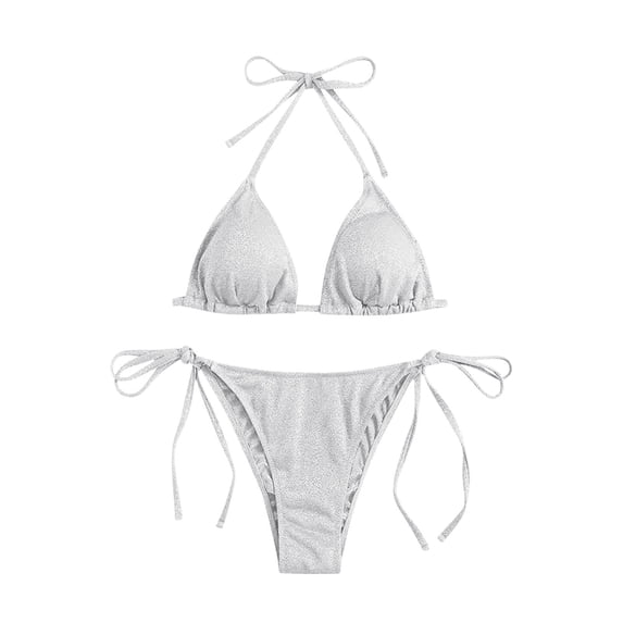 Women's Linked Ribbed Bikini Set High Waisted Underwire Ruched Push Up Two Piece Bathing Suit Scalloped