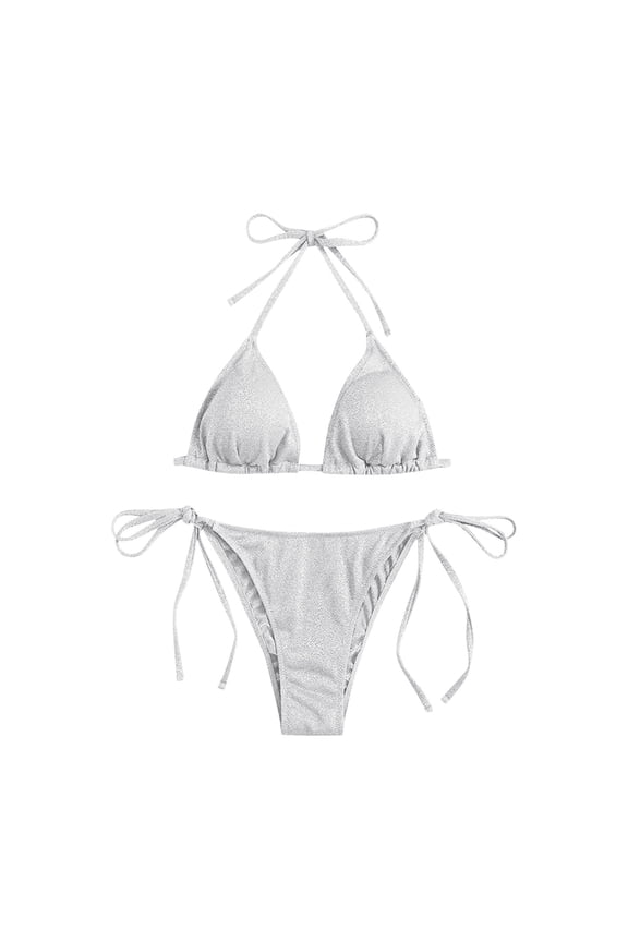 Women's Linked Ribbed Bikini Set High Waisted Underwire Ruched Push Up Two Piece Bathing Suit Scalloped
