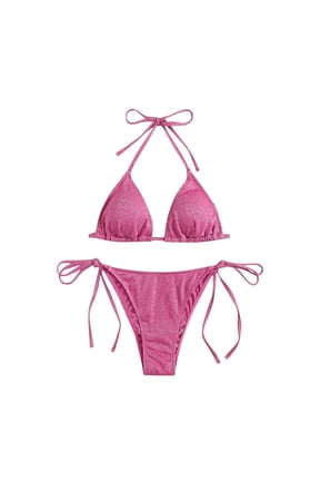 Women's Linked Ribbed Bikini Set High Waisted Underwire Ruched Push Up Two Piece Bathing Suit Scalloped