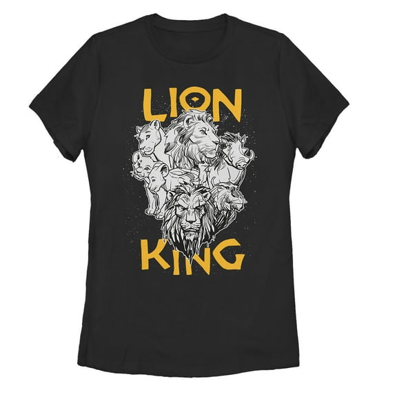 Women's Lion King Animal Kingdom Crew  Graphic Tee Black Large